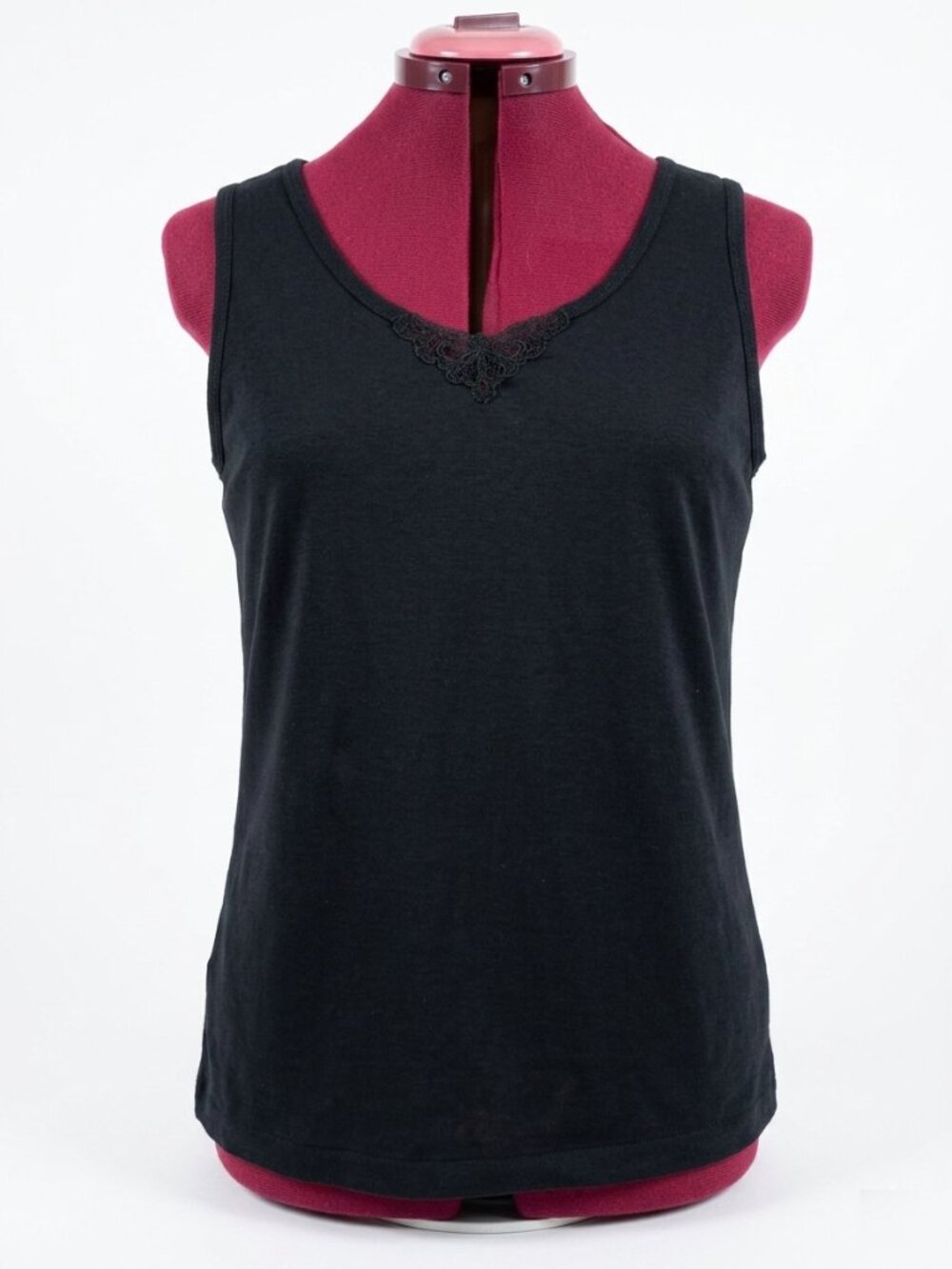 Pacific Coast Highway - Classic Black Lace-Trim Tank Top - Large